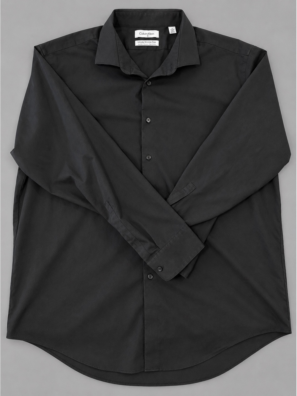 Calvin Klein Men's Infinite Wrinkle Free Slim Fit Stretch Black Dress Shirt 3XL